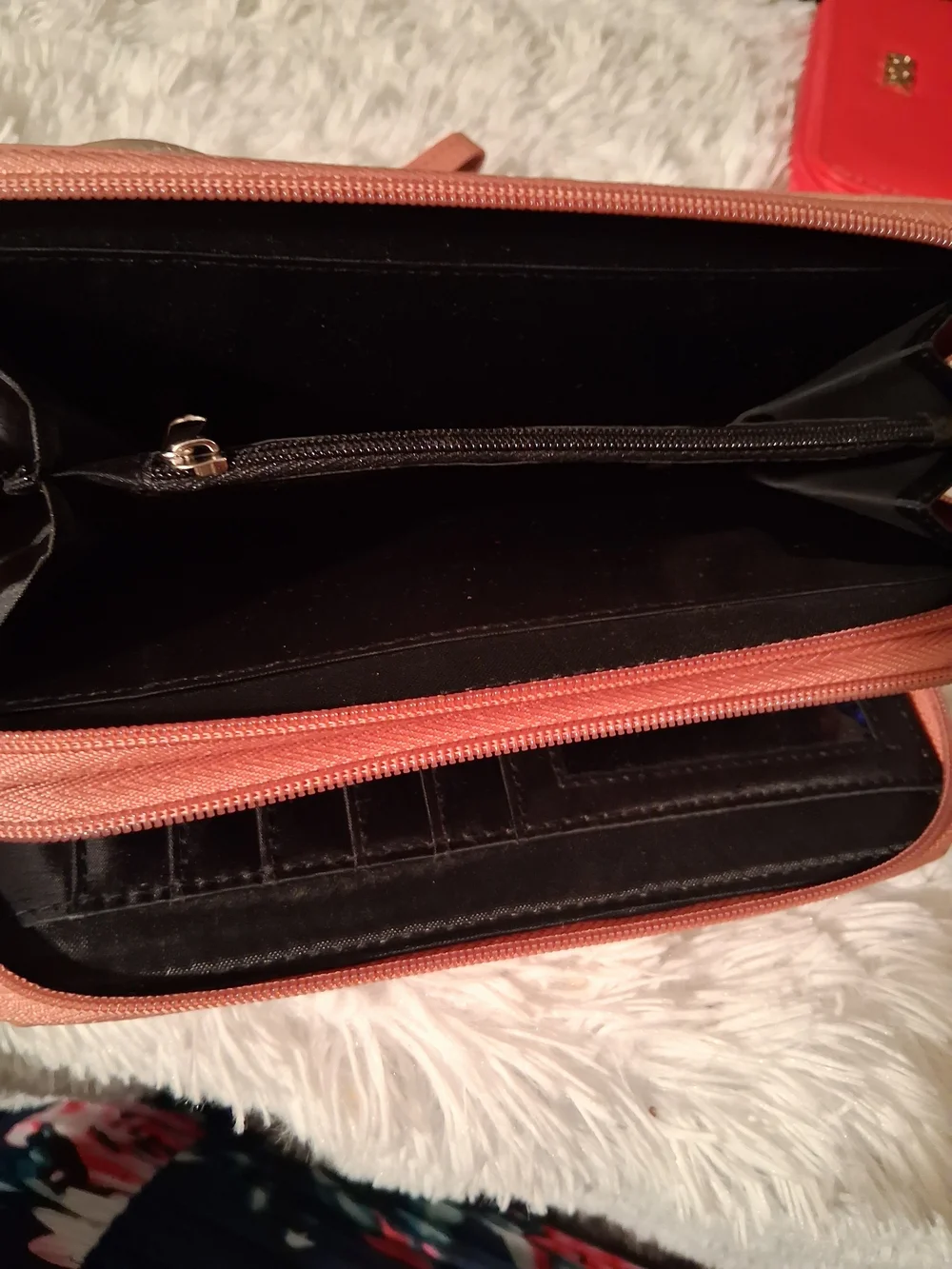 Joe's Jeans Tan Zip-Around Wallet Clutch Rose Color